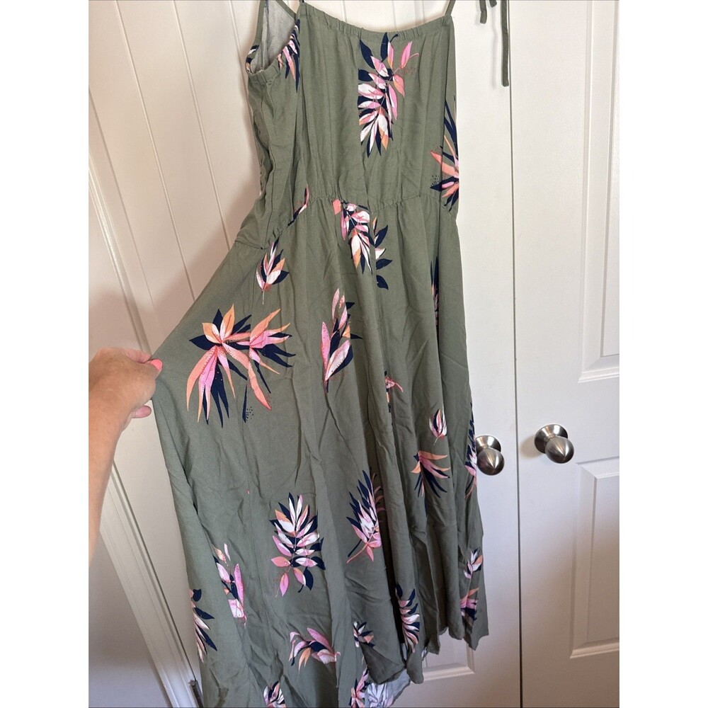 A New Day Women's Green Tropical Spaghetti Strap Dress L - Picture 6 of 9